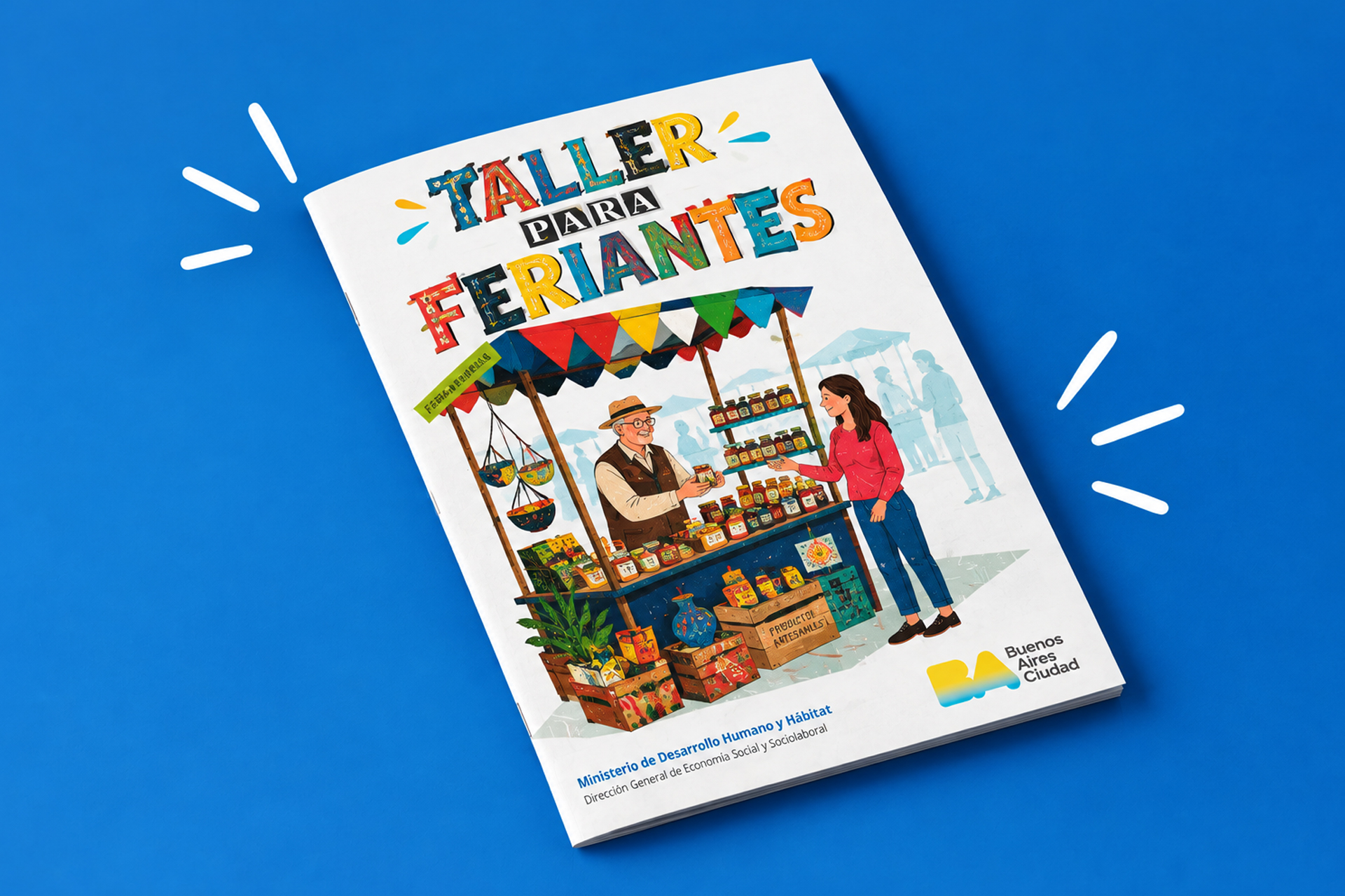 Taller para Feriantes · mockup del cuadernillo